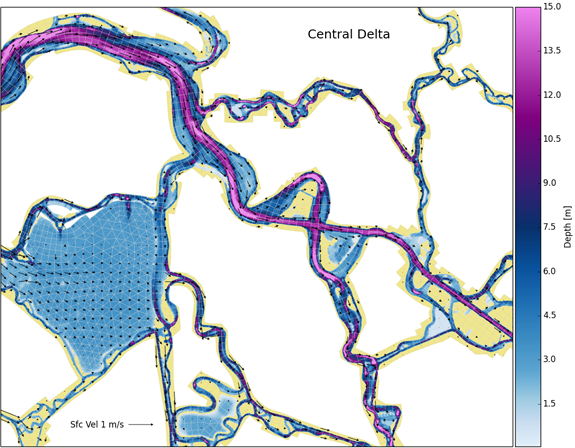 Screenshot of central Delta water depth example.